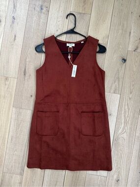 Max Studio Rust Suede V-Neck Mini Dress